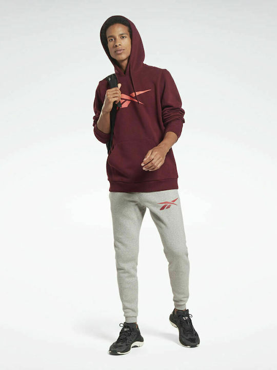 Reebok Identity Ανδρικό Φούτερ με Κουκούλα Maroon