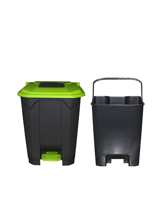 Coș de Gunoi Din Plastic Cu Pedală Negru - Verde 50lt