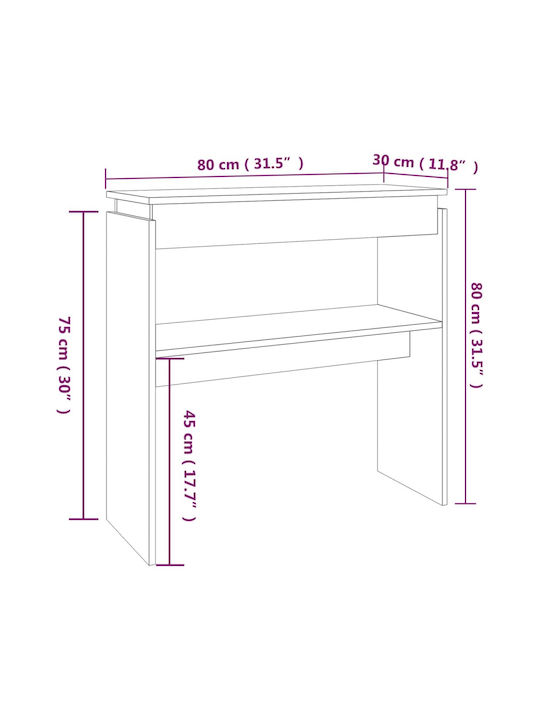 Wooden Console Table Coffee L80xW30xH80cm