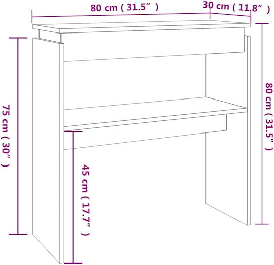 Wooden Console Table Coffee L80xW30xH80cm