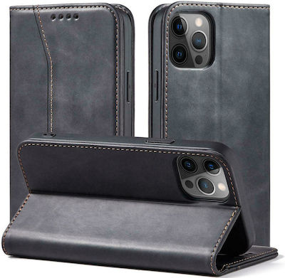 Hurtel Magnet Fancy Synthetic Leather Wallet Black (iPhone 12 Pro Max)