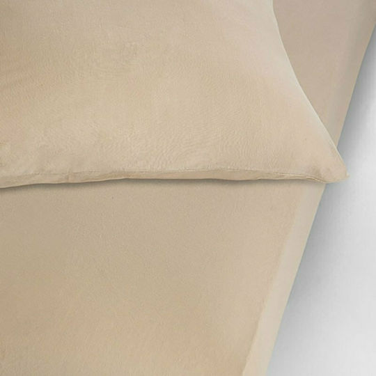 La Luna Bettlaken Super-Doppel mit Gummiband 160x200+30cm. Jersey Beige