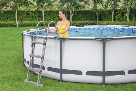 Bestway Скръгъл Басейн PVC 13030л с Метална Рамка 427x107см Сив