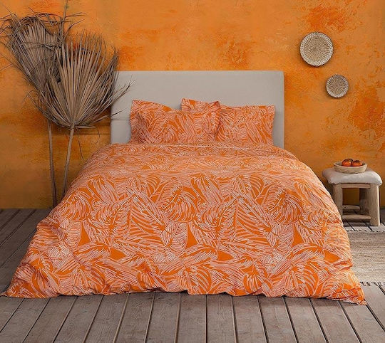 Nima Sheet Sets King Size with Elastic 180x200+30cm. Arbust Deep Orange 4pcs