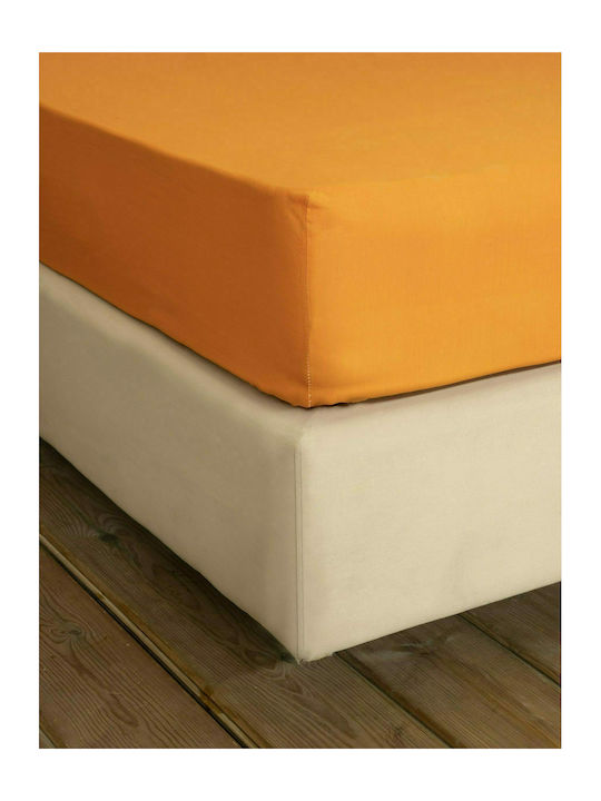 Nima Cearșaf Super Double cu Elastic 160x200+32cm. Unicolors Deep Orange