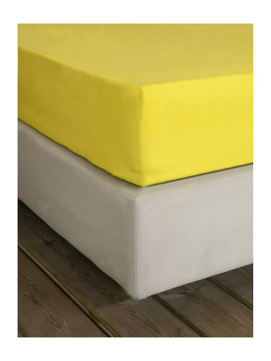 Nima Σεντόνι Ημίδιπλο με Λάστιχο 120x200x32εκ. Unicolors Yellow