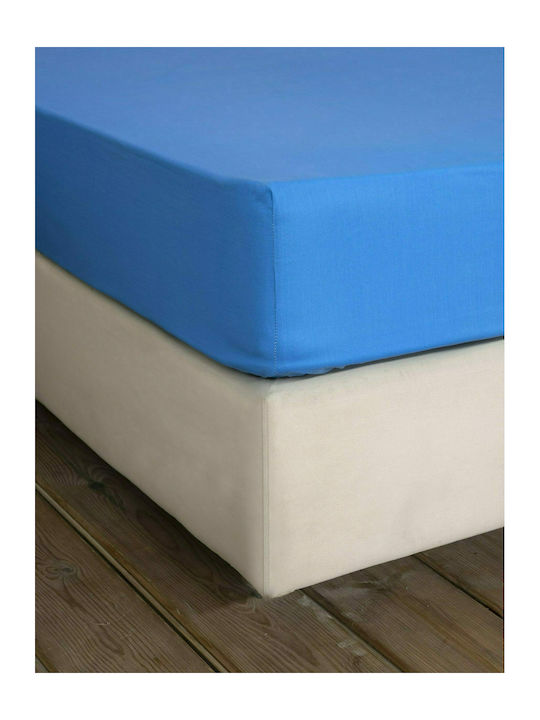 Nima Sheet Super-Double with Elastic 160x200+32cm. Unicolors 29226 Sea Blue