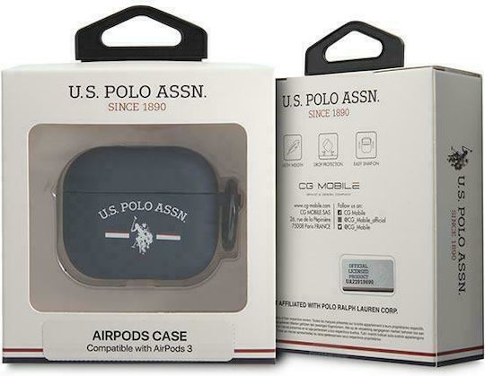 U.S. Polo Assn. Θήκη Σιλικόνης με Γάντζο σε Navy Μπλε χρώμα για Apple AirPods 3