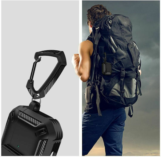 Tech-Protect X-Carbo Plastic Case with Keychain Black for Apple AirPods Pro