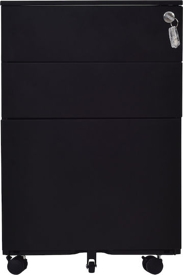 Sertar Dulapuri de birou din metal Ε6009 cu Rotile, Închidere cu Cheie & 3 Sertare Μαύρo 39x52x60cm Sertar Dulapuri de birou din metal Ε6009 cu Rotile, Închidere cu Cheie & 3 Sertare Μαύρo 39x52x60cm