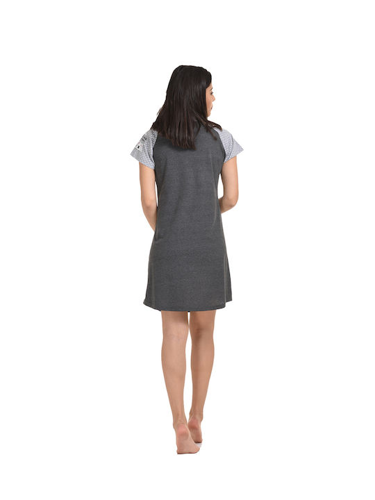 Vienetta Secret Summer Cotton Women's Nightdress Gray