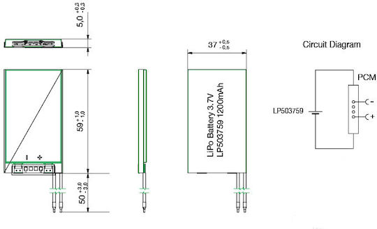 Battery 3.7V Li-Po for Drone 200mAh