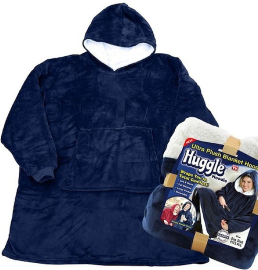 Ontel Huggle Plush Blanket Sherpa with Sleeves 70x90cm Blue