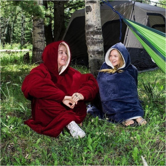 Ontel Huggle Plush Blanket Sherpa with Sleeves 70x90cm Blue