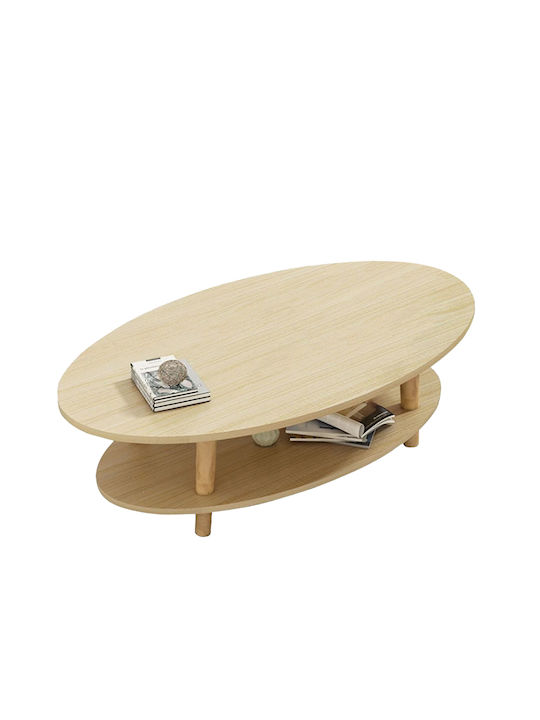 Oval Coffee Table Stellata Wooden Natural L100xW50xH43cm.