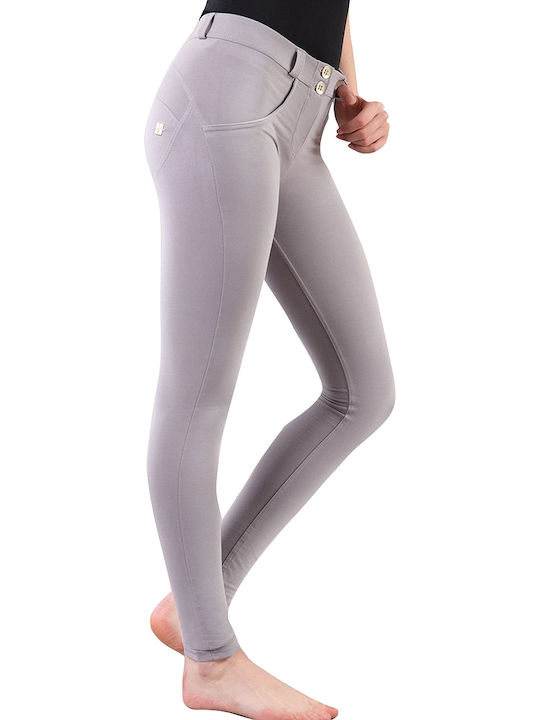 Wr.Up® Damen Stoff Hose Push-up in Super Enger Passform Silber