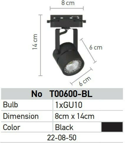Inlight T00600 Μονό Σποτ με Ντουί GU10 σε Μαύρο Χρώμα