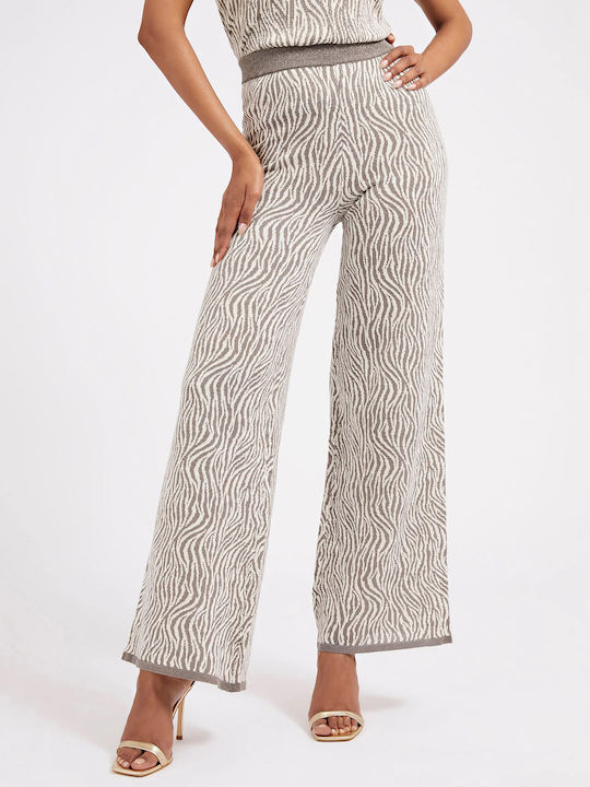 Women's Fabric Trousers in Regular Fit Leopard Gray