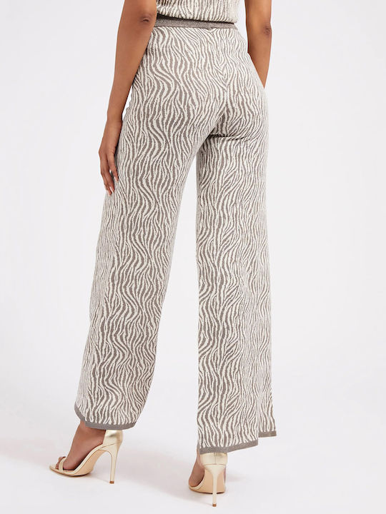 Women's Fabric Trousers in Regular Fit Leopard Gray