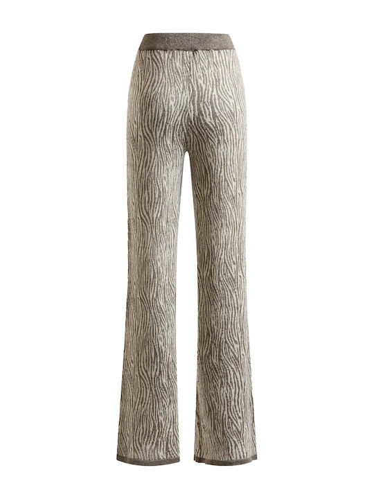 Women's Fabric Trousers in Regular Fit Leopard Gray