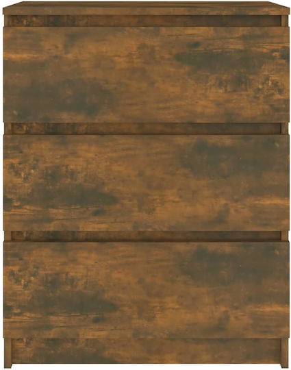 Wooden Chest of Drawers with 3 Drawers Smoked Oak 60x33.5x76cm