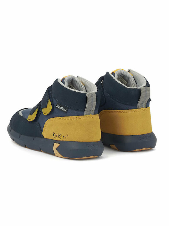 Junibo Παιδικά Sneakers High Ανατομικά με Σκρατς Navy Μπλε