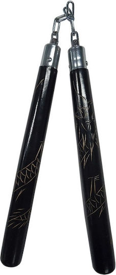 Olympus Sport Nunchaku Black Carved Wooden Dragon