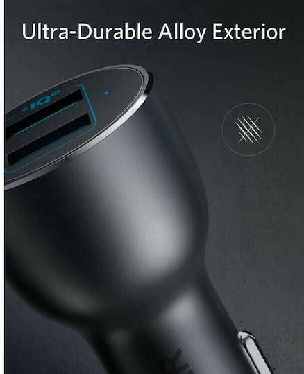 Anker Car Charger 36W Fast Charging with Ports: 2xUSB Black Color
