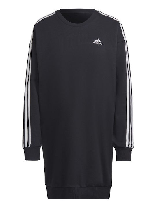 3-Stripes Mini Athletic Long Sleeve Black Dress