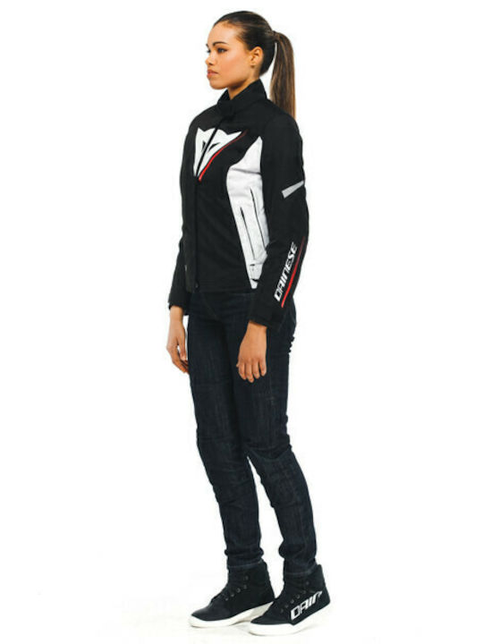 Dainese Veloce D-Dry Lady Winter Women's Motorcycle Jacket Cordura Waterproof Black/White/Lava-Red