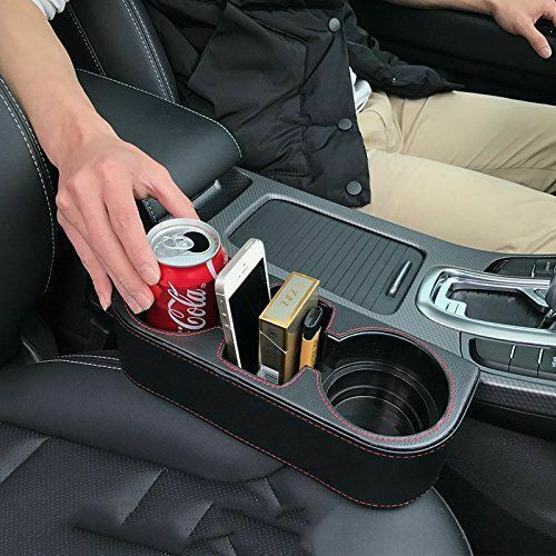 Factory Car Cup Holder Multiple use 2 Positions for Console Black Leather in Black Color