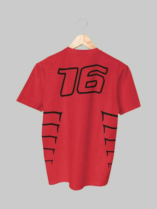 TKT Charles Leclerc Ferrari Bărbați T-shirt Sportiv cu Mânecă Scurtă Roșu charlecl-red-2xl