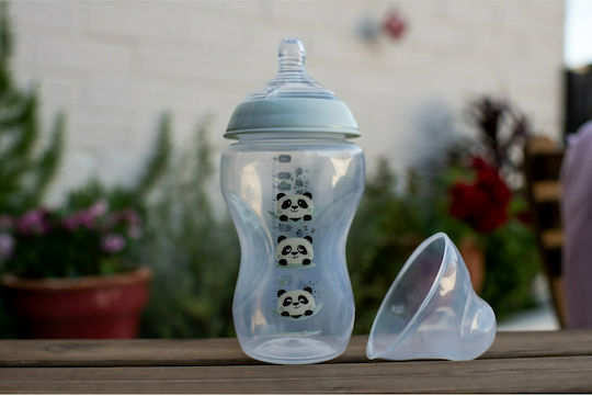 Tommee Tippee Sticlă de Plastic pentru Bebelusi Closer to Nature Anti-Colici cu Tetină din Silicon pentru 3+ luni Pip Panda 340ml