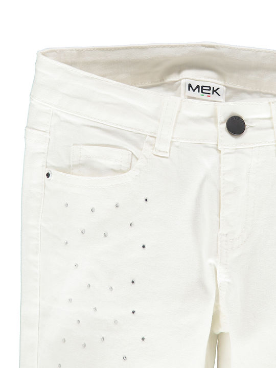 Pantaloni pentru fete MEK 201MIBH002-900 Alb