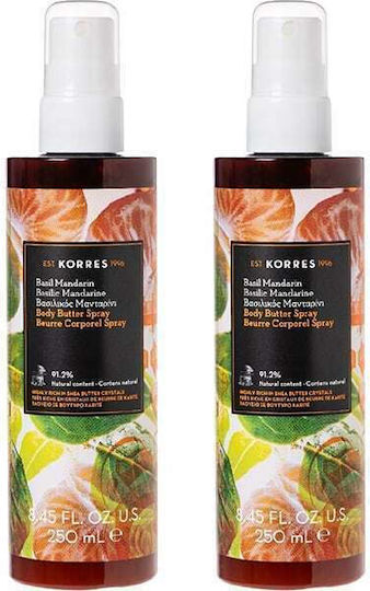 Korres Basil Mandarin Moisturizing Butter Body for Dry/Very Dry Skin 2x250ml
