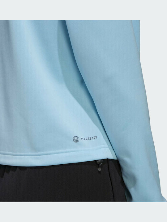 Aeroready Cropped Γυναικείο Φούτερ με Κουκούλα Γαλάζιο