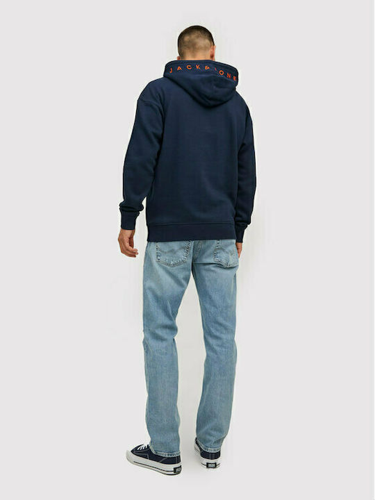 Jack & Jones Herren Sweatshirt mit Kapuze und Taschen Marineblau