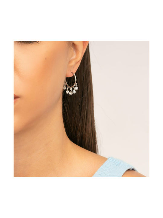 Excite-Fashion Steel Series Earrings Hoops made of Steel with Stones