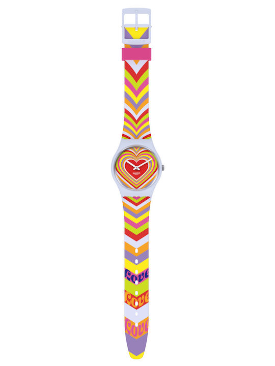 Swatch Groovy Love Men's Watch 34mm Battery with Rubber Strap