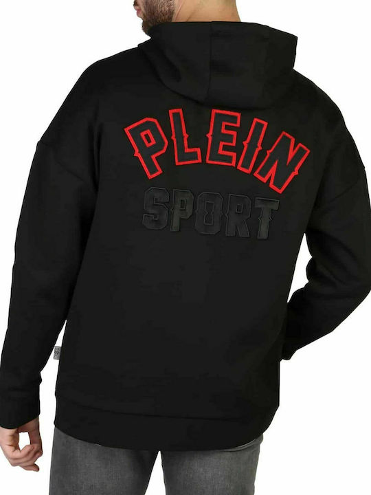 Plein Sport Men's Sweatshirt Jacket with Hood and Pockets Black