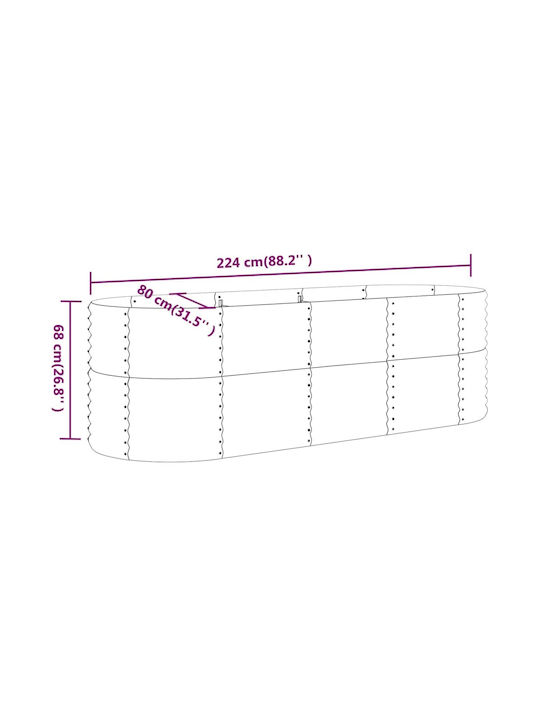 vidaXL Ζαρντινιέρα Μεταλλική Πράσινη 224x80x68εκ.