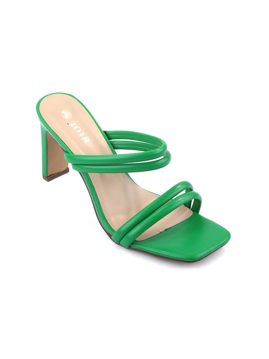 Sandale Mule cu curele subțiri - FSHOES - VERDE