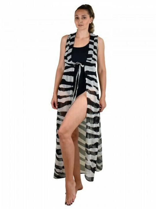 Bluepoint Feminin Lung Kimono de Plajă Negru