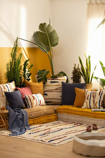 Calma House Μαξιλάρα Δαπέδου Gavema από 100% Βαμβάκι Mustard 60x60εκ.