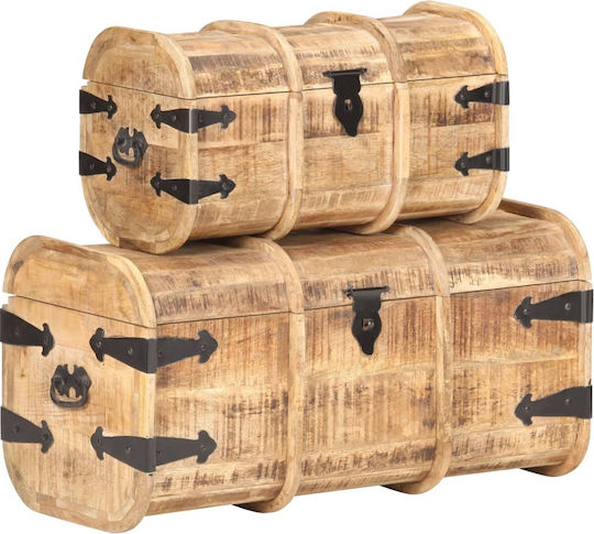 vidaXL Wooden Decorative Trunks Set Beige 2pcs