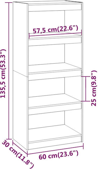Bibliothek Weiß 60x30x135,5cm
