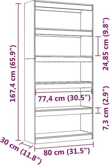 Bibliothek Schwarz 80x30x167,4cm