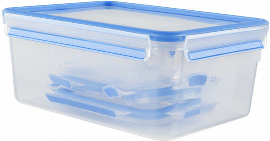 Emsa Clip & Close Σετ Πλαστικά Δοχεία Φαγητού Transparent/Blue 40cm 5τμχ