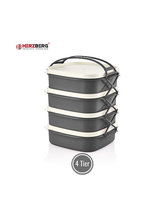 Herzberg Plastic Lunch Box Gray 20x19cm