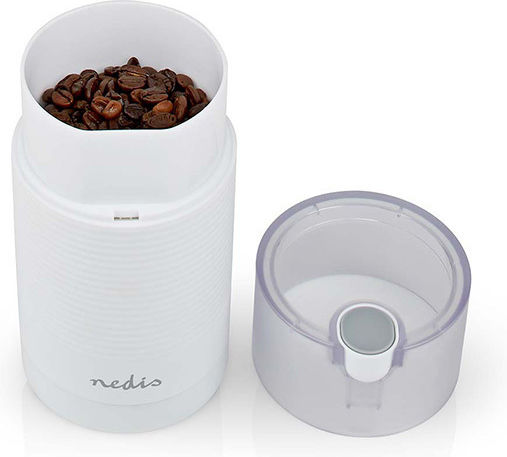 Nedis Râșniță electrică pentru cafea 150W cu capacitate de boabe 70gr și 3 niveluri de măcinare Alb